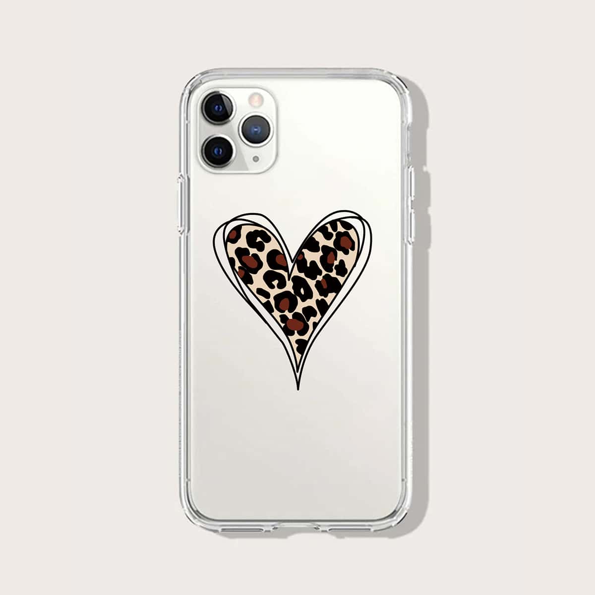 

Leopard Heart Clear iPhone Case