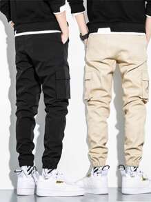 Manfinity 2 paquetes de pantalones cargo con parches para hombres - Multicolor - Ver 2