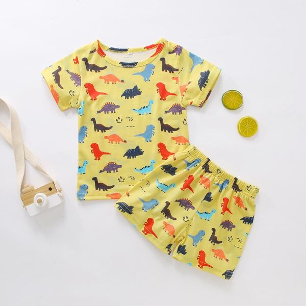 

Toddler Boys Cartoon Dinosaur Tee & Shorts, Multicolor