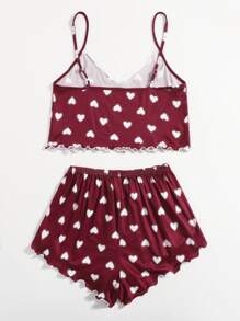 Bộ mặc nhà Nơ Bướm Tim Dễ thương - Màu Đỏ Sâu - Xem 2