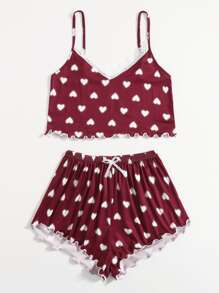 Bộ mặc nhà Nơ Bướm Tim Dễ thương - Màu Đỏ Sâu - Xem 3