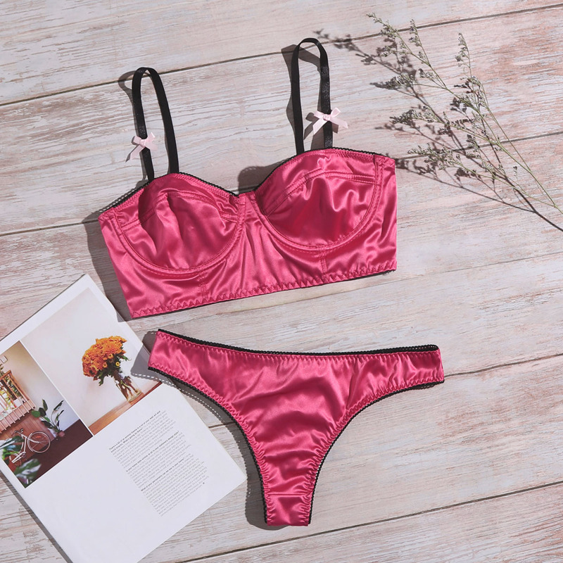 

Satin Push Up Lingerie Set, Hot pink