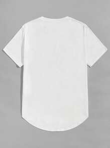 Manfinity 2 paquetes de camisetas de cuello redondo de color sólido para hombre - Blanco y Negro - Ver 2