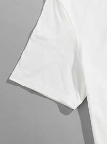 Manfinity 2 paquetes de camisetas de cuello redondo de color sólido para hombre - Blanco y Negro - Ver 3