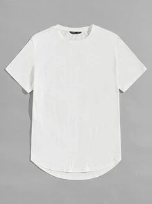 Manfinity 2 paquetes de camisetas de cuello redondo de color sólido para hombre - Blanco y Negro - Ver 4