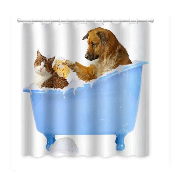 

Cat & Dog Print Shower Curtain, Multicolor