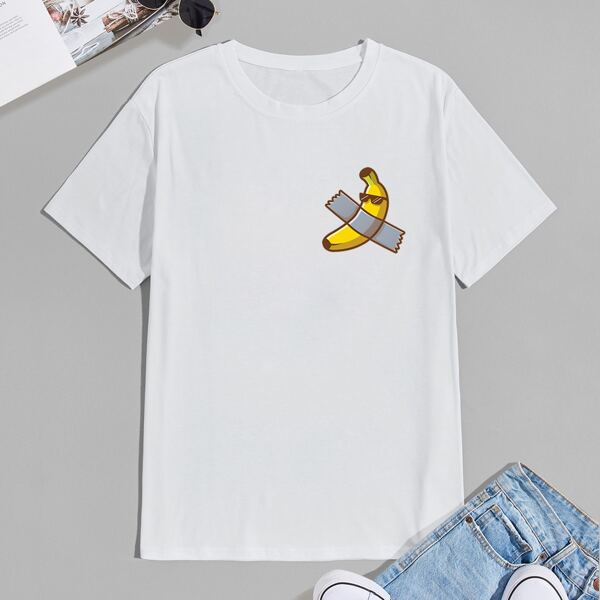 

Men Cartoon Graphic Crew Neck Tee, White