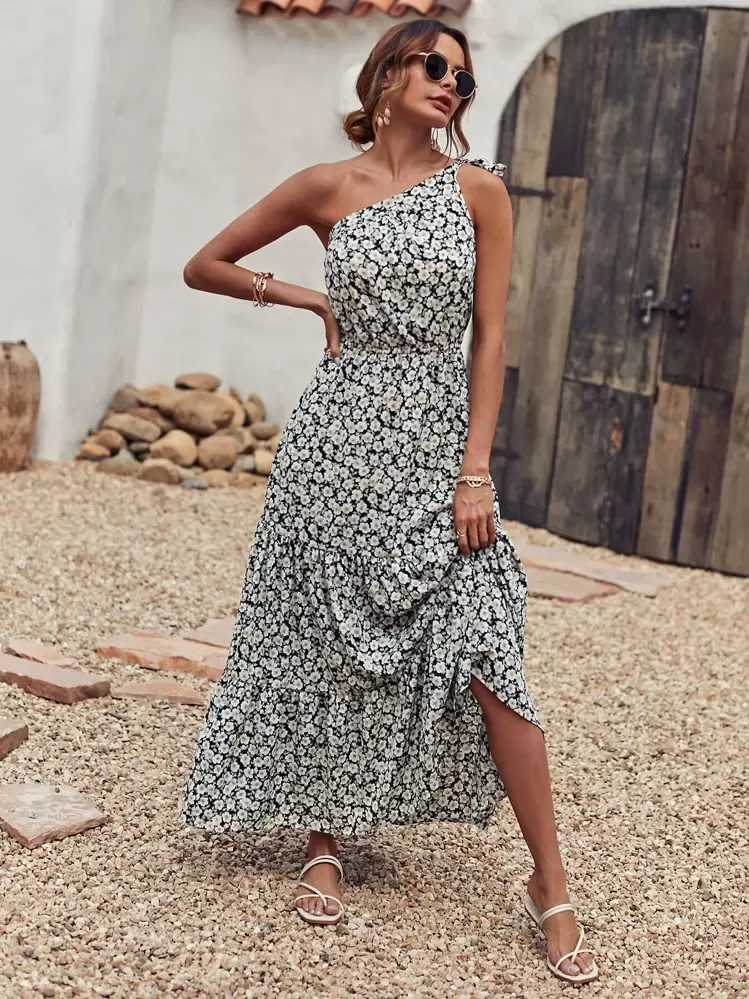 shein one shoulder dress SHEIN Priv One Shoulder Bodycon Dress With Textured Design
