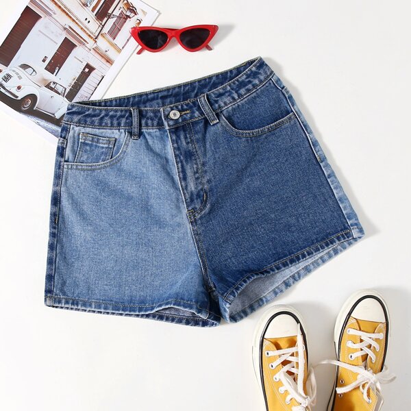 

High Waist Denim Shorts, Medium wash