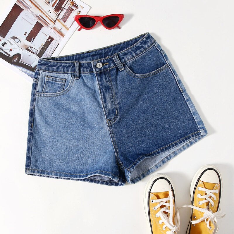 

High Waist Denim Shorts, Medium wash