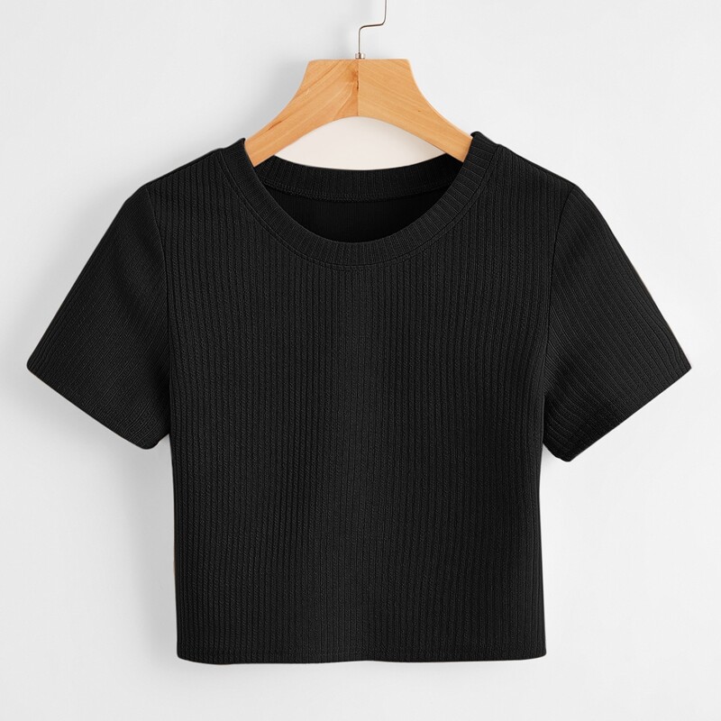 

Solid Crop Tee, Black
