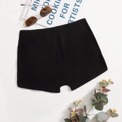 Solid Rib-Knit Bike…