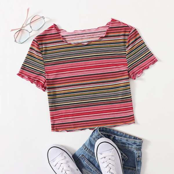 

Lettuce Trim Striped Top, Multicolor