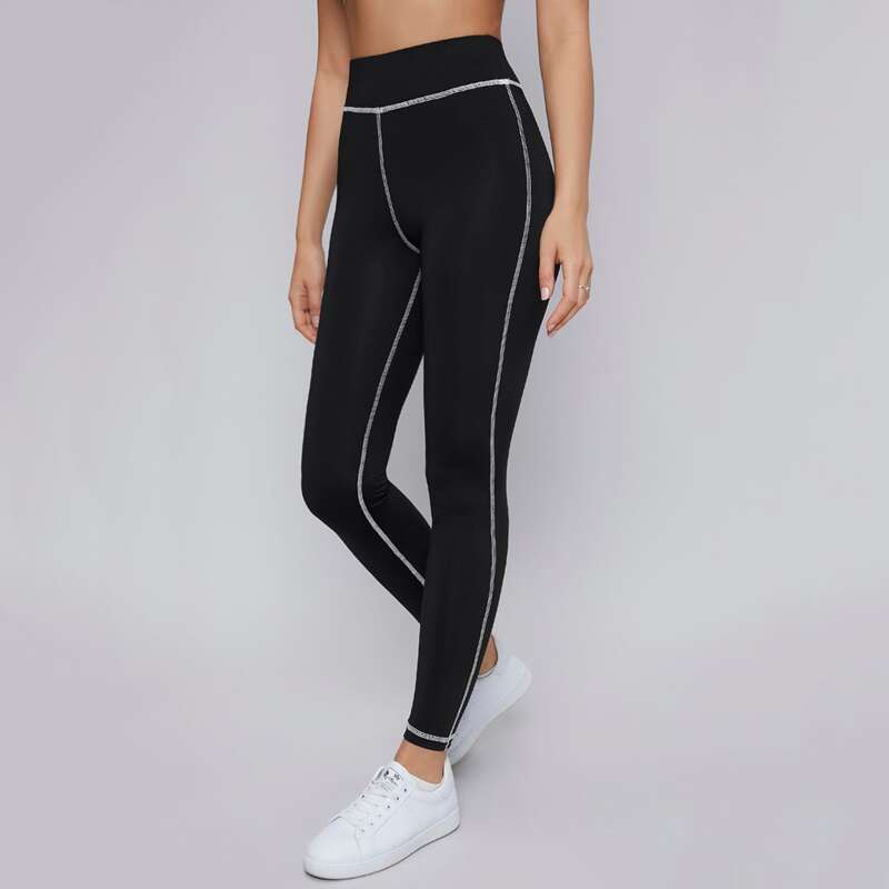

Contrast Stitch Leggings, Black