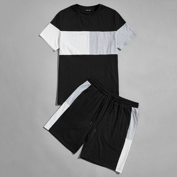 

Men Colorblock Top & Track Shorts Set, Multicolor