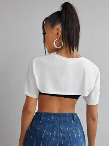 SHEIN Coolane 素色超短版上衣不附帶胸罩 - 白色 - 查看 2