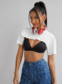 SHEIN Coolane 素色超短版上衣不附帶胸罩 - 白色 - 查看 3