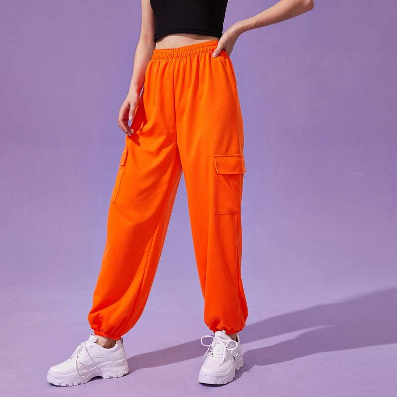 

Solid Cargo Sweatpants, Orange