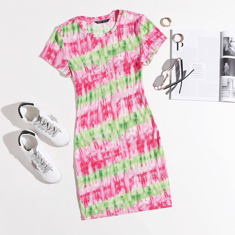 Tie Dye Bodycon Dress, Multicolor
