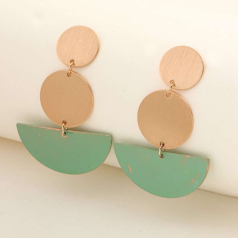 

Dangle Circle And Half Moon Earrings, Multicolor