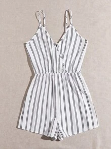 SHEIN رومبير كامي بعنق متداخل مخطط