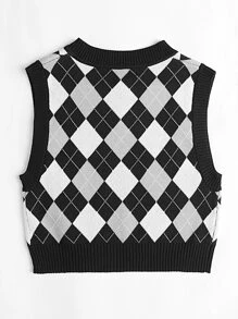 Chaleco jersey con patrón de rombo - Multicolor - Ver 2