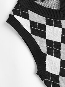 Chaleco jersey con patrón de rombo - Multicolor - Ver 4