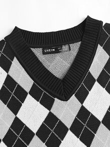 Chaleco jersey con patrón de rombo - Multicolor - Ver 7