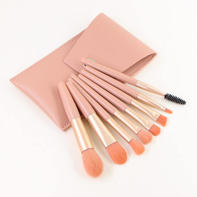 

8pcs Makeup Brush Set & 1pc Storage Bag, Pink