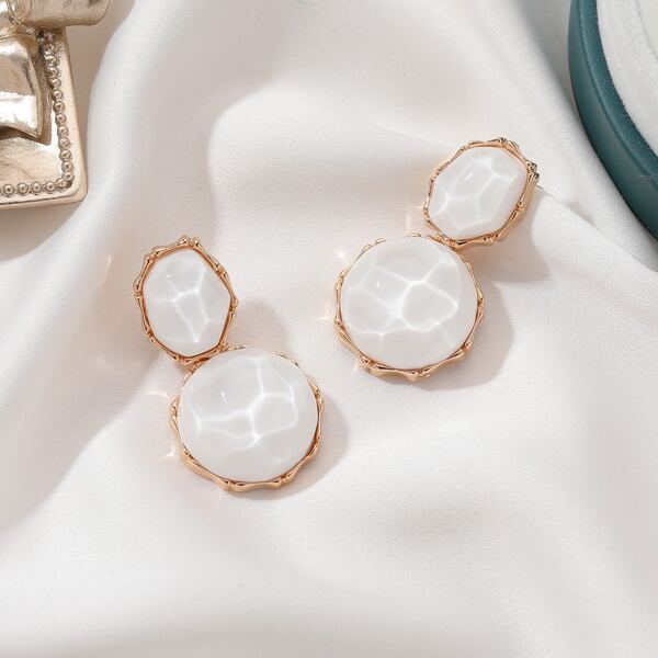 

Geometric Drop Earrings, White