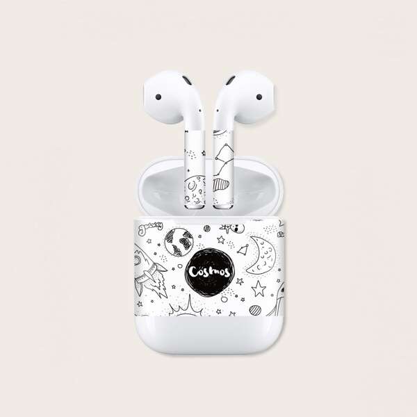 

1sheet Cartoon Planet Sticker For Airpods, Multicolor