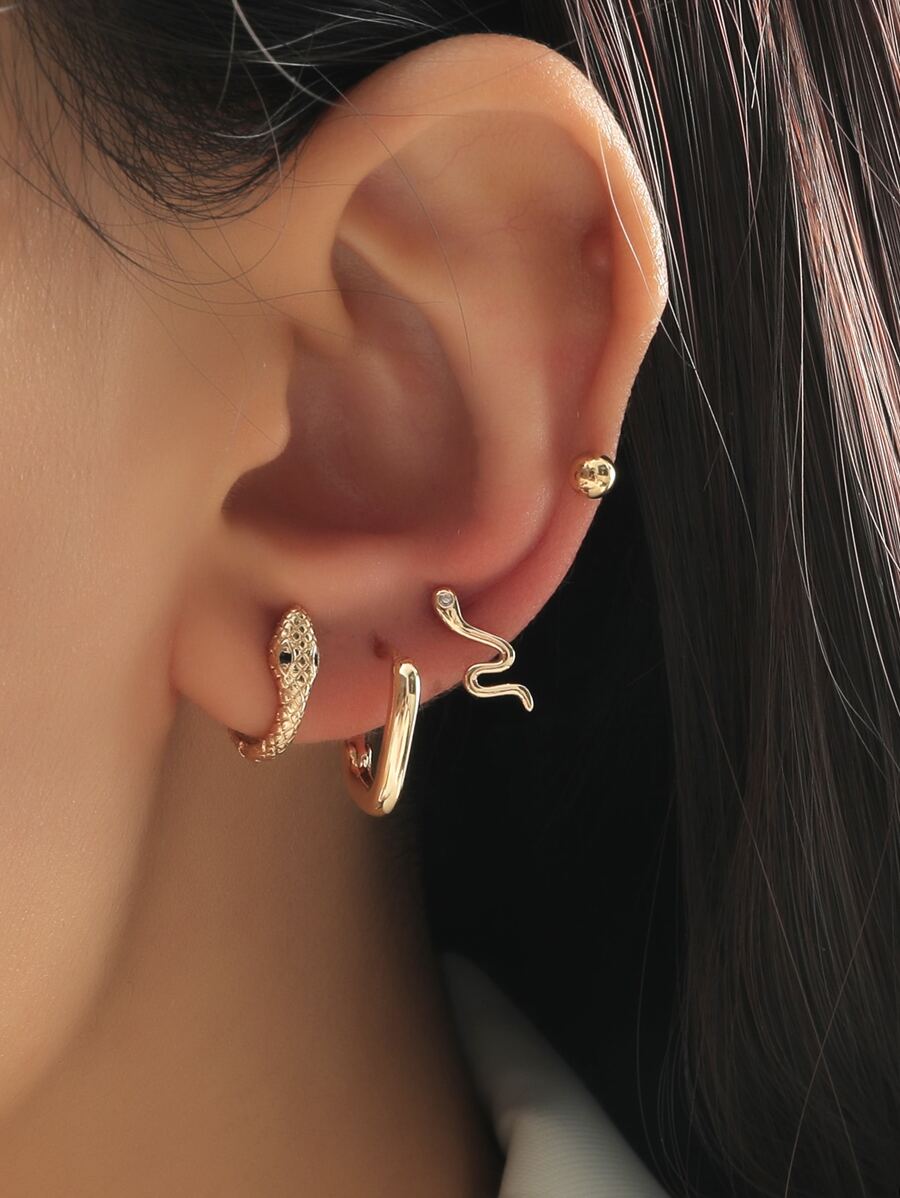 4 piezas pendientes con diseño de serpiente - Amarillo Oro - Ver 1