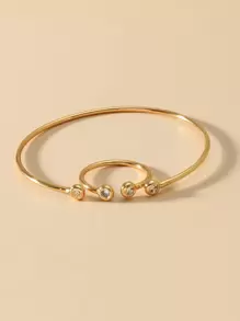 Rhinestone Trang trí Cuff Vòng tay & Vòng Cuff - Vàng - Xem 4