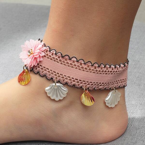 

Flower & Shell Decor Anklet, Multicolor