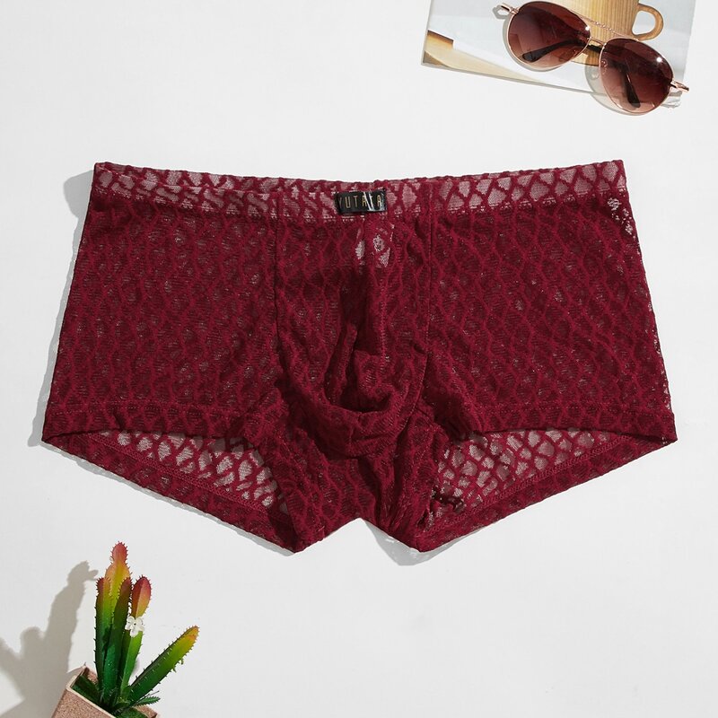 

Guys Lace Solid Boxer Brief, Burgundy