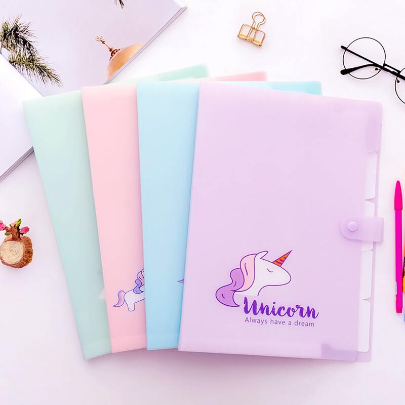 

1pc Cartoon Unicorn Print Random File Pocket, Multicolor
