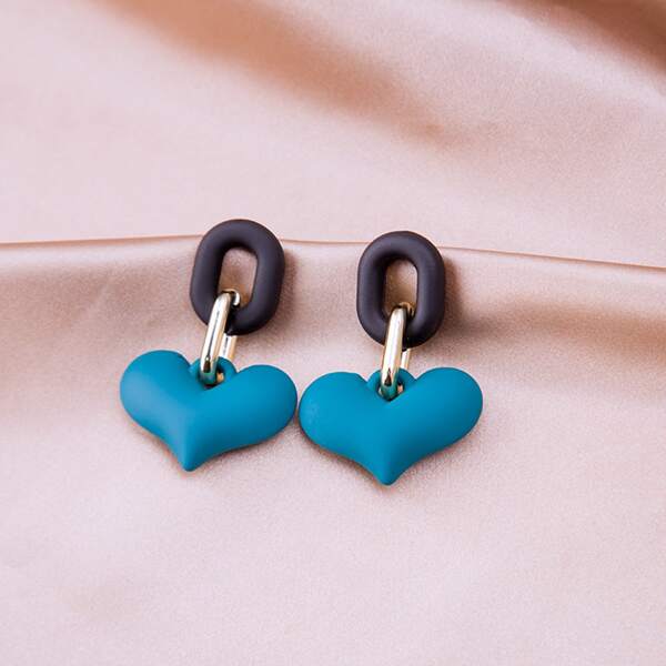 

Heart Drop Earrings, Blue