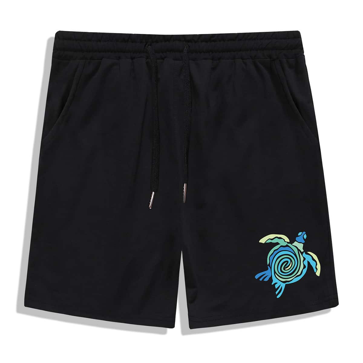 

Guys Cartoon Graphic Drawstring Shorts, Black