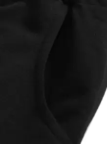 ROMWE MEN Guys Rose Graphic Drawstring Shorts - Black - View 4