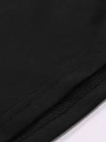 ROMWE MEN Guys Rose Graphic Drawstring Shorts - Black - View 5