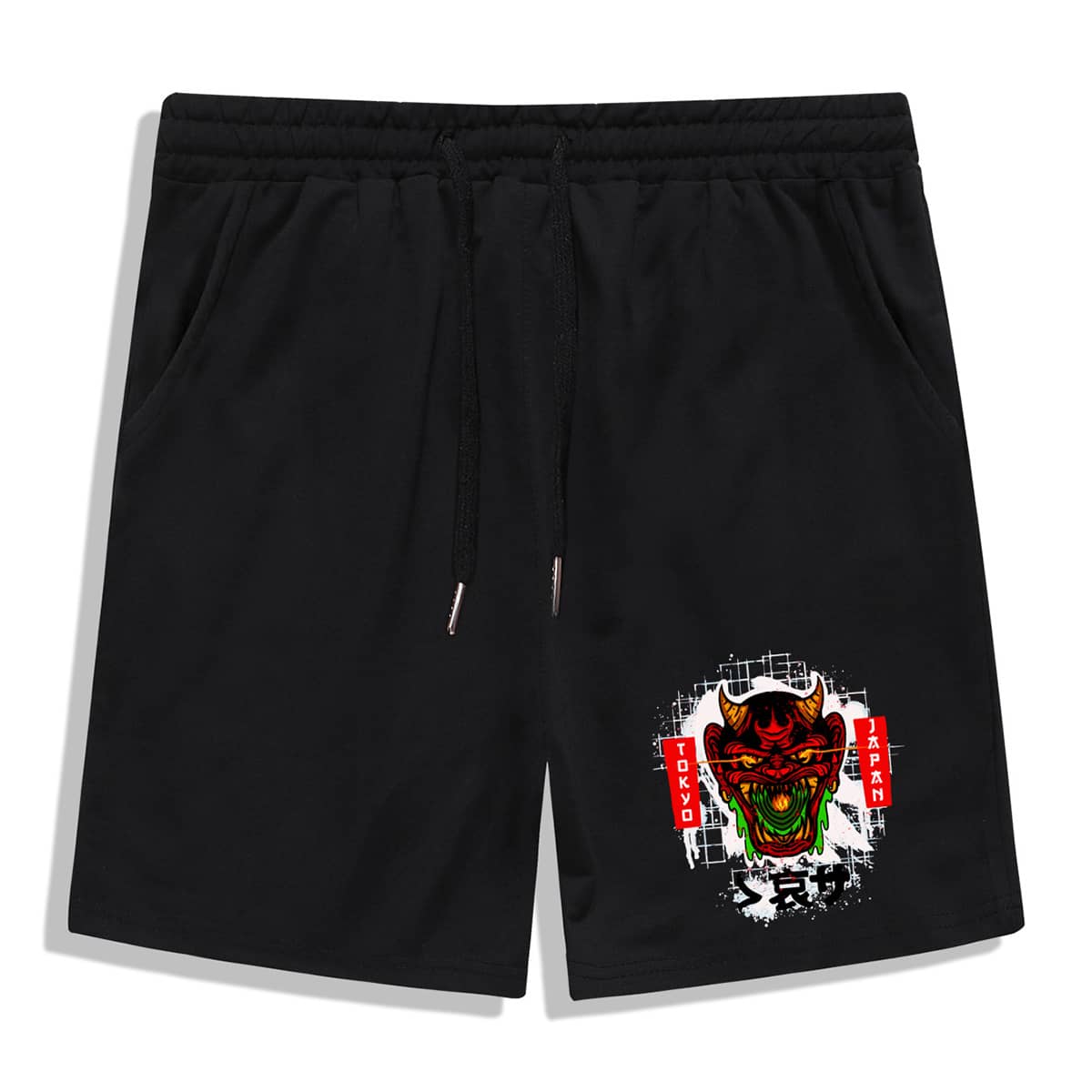 

Guys Letter Graphic Drawstring Shorts, Black