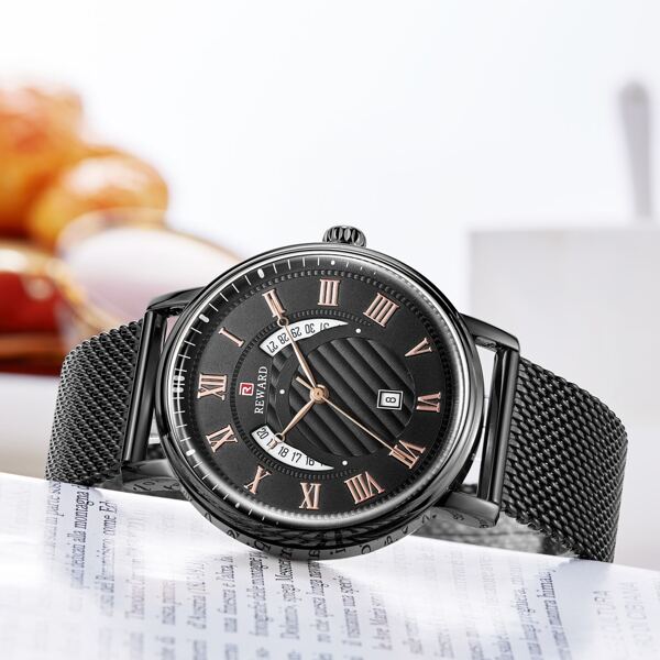 

Men Mesh Strap Roman Numerals Pointer Quartz Watch