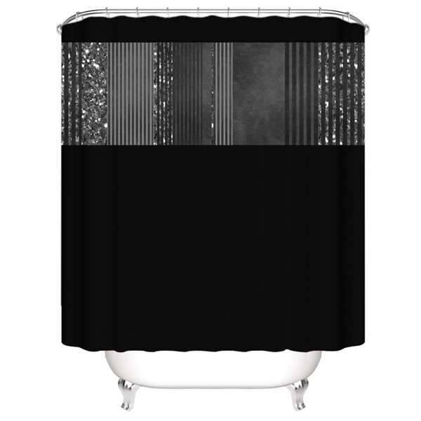 

Striped Pattern Shower Curtain, Black
