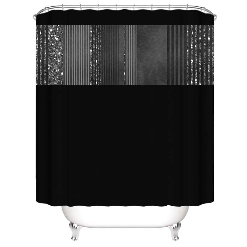 

Striped Pattern Shower Curtain, Black