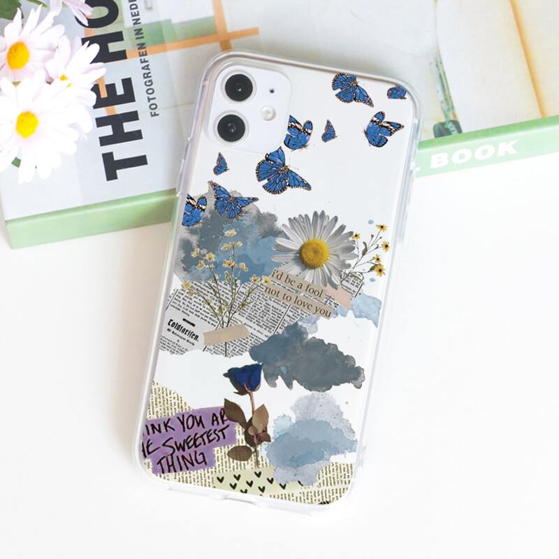 

Butterfly & Floral Phone Case, Blue