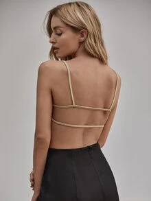 SHEIN ICON Top liso con tirantes halter - Caqui - Ver 2