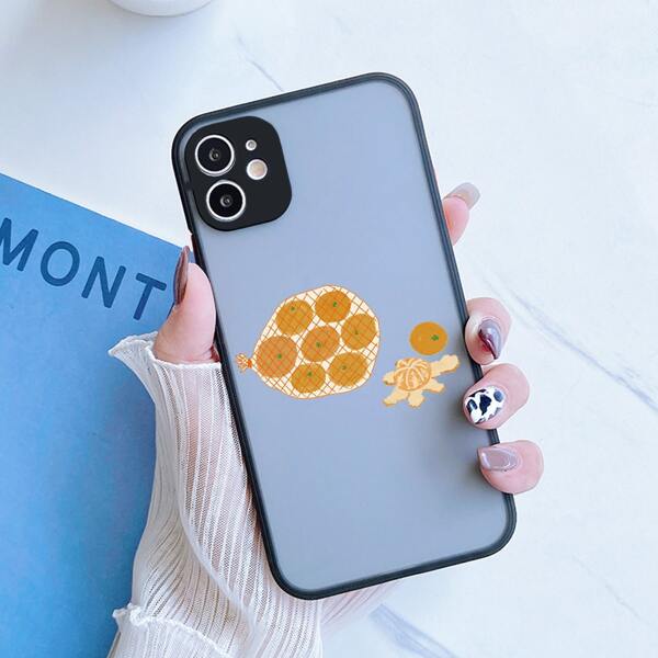 

Tangerine Pattern Contrast Frame Phone Case, Multicolor