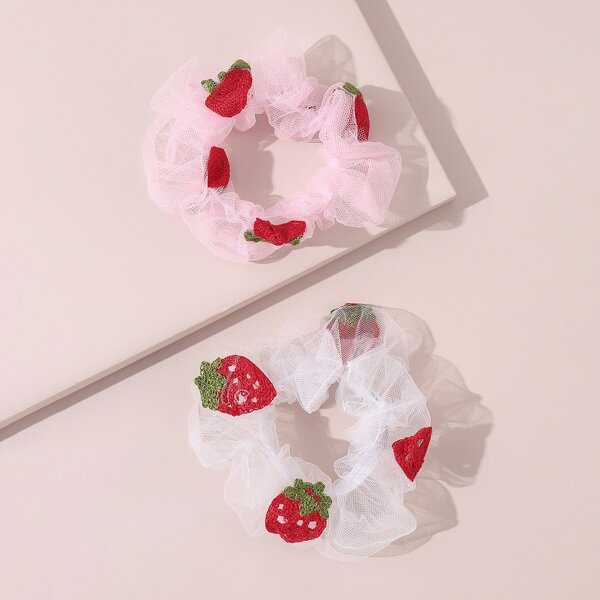 

2pcs Toddler Girls Fruit Pattern Scrunchies, Multicolor