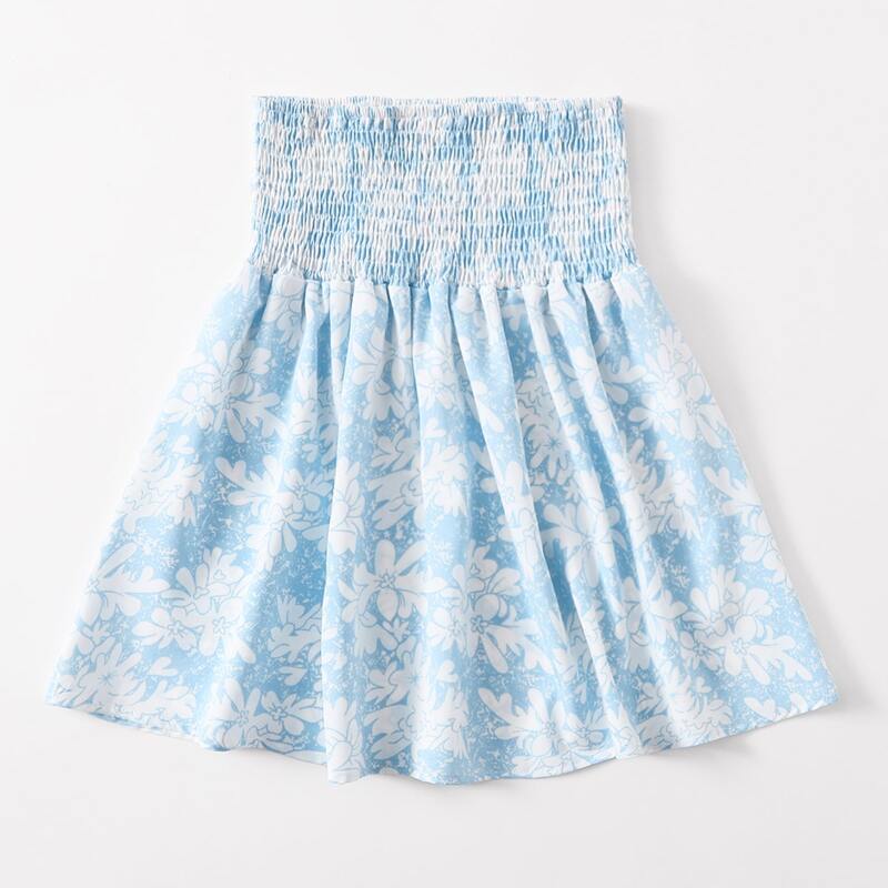 

Floral Shirred Skirt, Baby blue