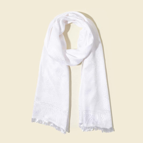 

Raw Hem Scarf, White